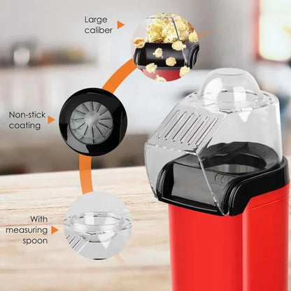 Oil Free Mini Popcorn Maker | Hot Air Popcorn Machine | Electric Popcorn Popper for Home & Kids | 1200W