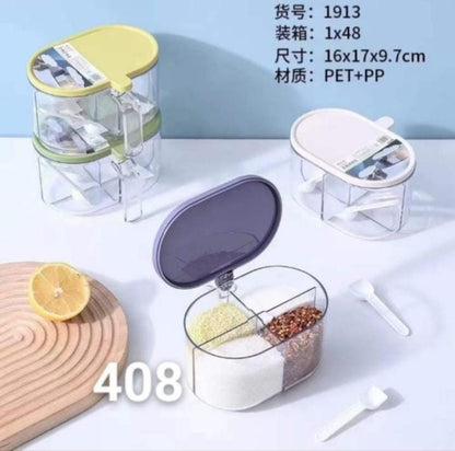 4 Compartments Spice Box | Masala Storage Box | Plastic Kitchen Organizer | Leak-Proof & Reusable