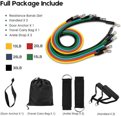 11-in-1 Resistance Bands Set for Home Workout | Premium Gym Equipment